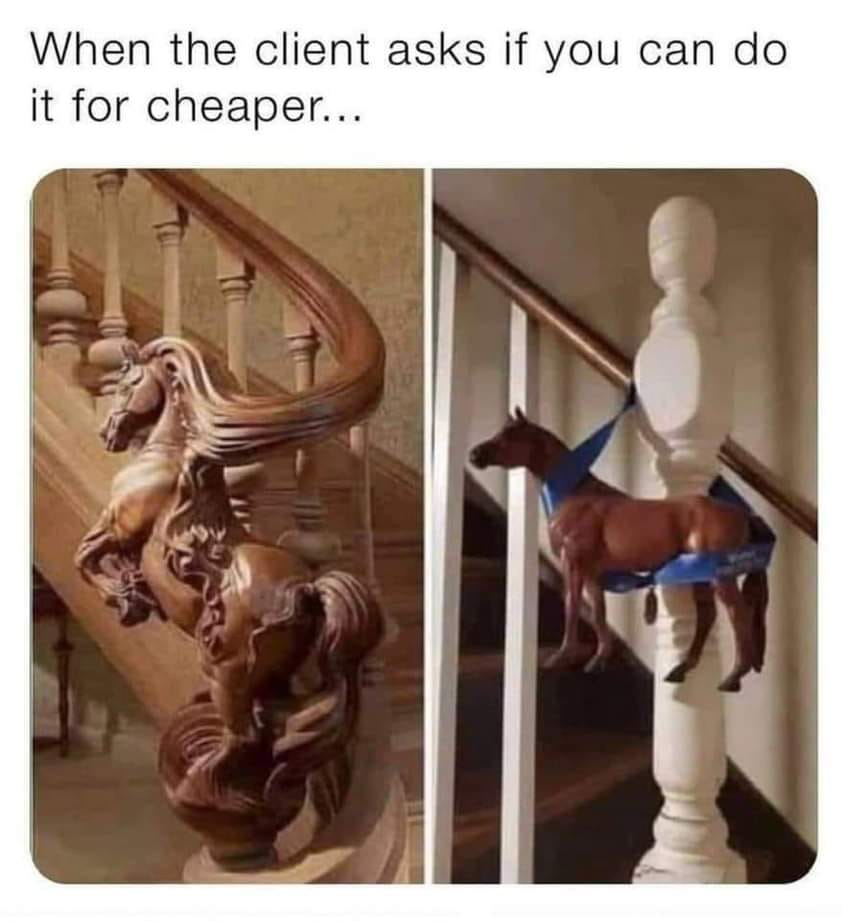 Client meme with a horse